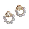 Oro rosa forma de perlas orejas moda elegante temperamento pendientes para mujeres regalo regalo Item Picture